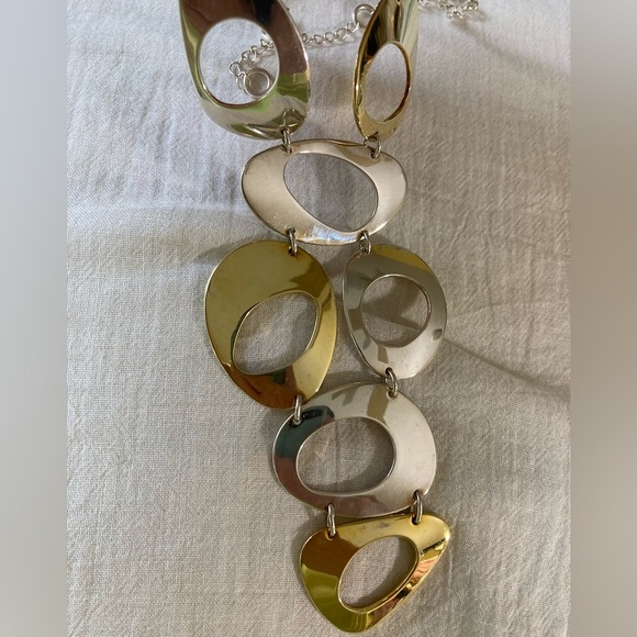 RLM Bronze Robert Lee Morris 2 Tone Abstract Link Statement Necklace - Picture 10 of 13